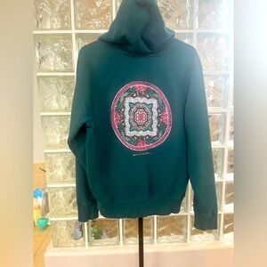 Spiritual Gangster green hoodie with mandala print